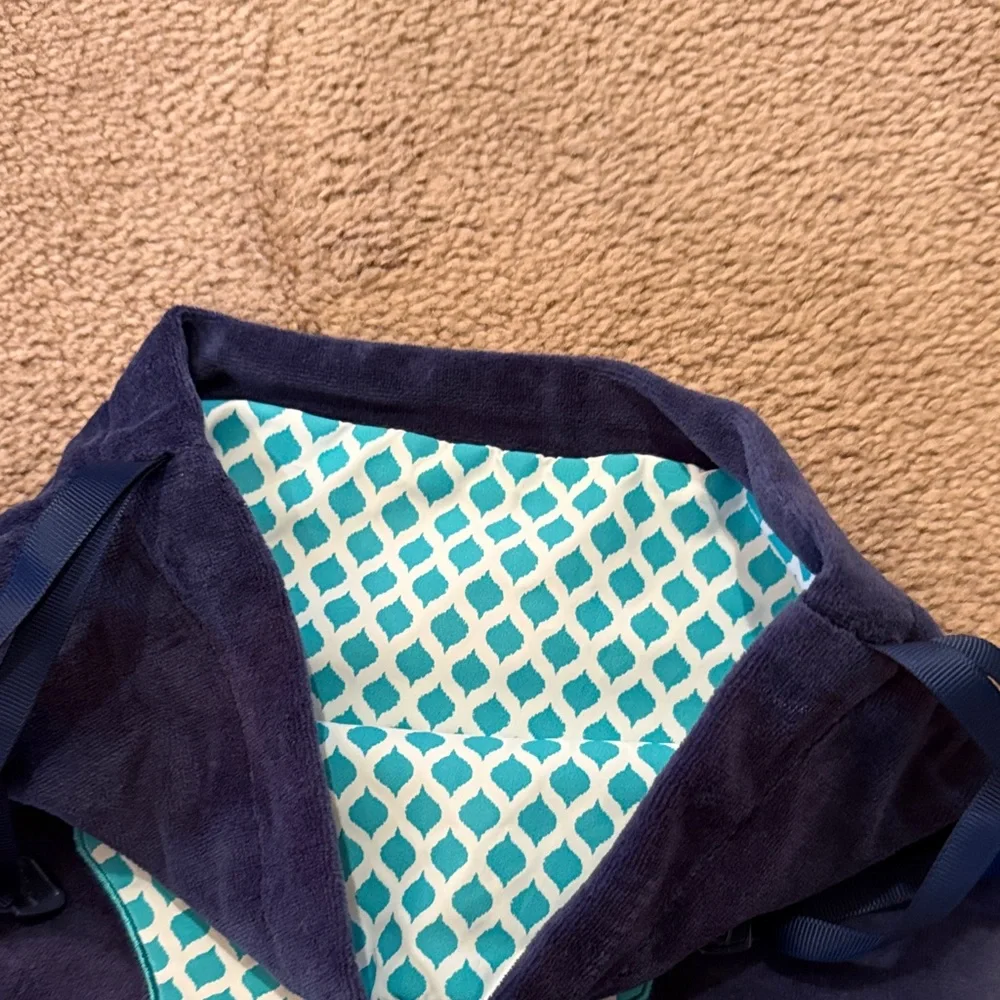 Navy Blue Drawstring Laundry/Garment Bag with Teal Swimsuit Design